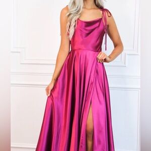 Vibrant Pink Satin Gown